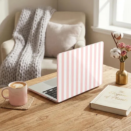 Vista 2 de Batianda Funda para MacBook Air de 15 pulgadas 2026 M5 M4 M3 M2 Chip, rayas Raya rosa