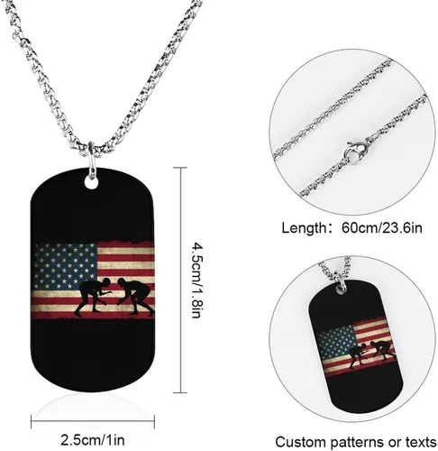 Vista 2 de Collar con colgante de la bandera de Estados Unidos, 1 collar personalizado con colgante de imagen, joyería para hombres y mujeres, regalo