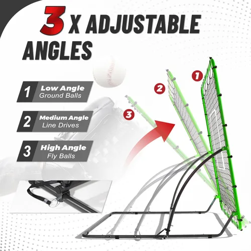 Vista 3 de Red de rebote de béisbol resistente, red de rebote de béisbol y softbol para tierra, conducción de línea, configuración de retorno de pelota