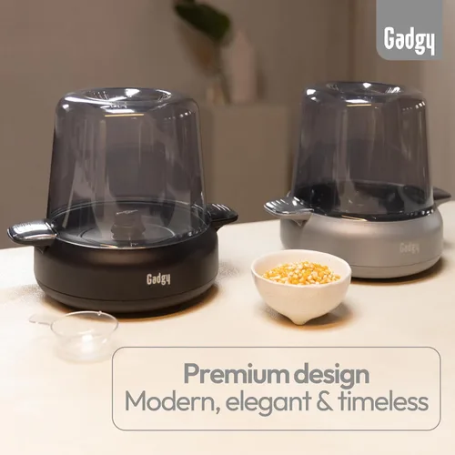 Vista 6 de Máquina de palomitas de maíz Gadgy – Máquina eléctrica de aceite caliente de 500W con placa antiadherente, tapa y agitador – Gran popper de 24 tazas