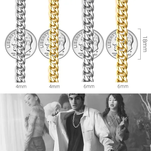 Vista 2 de MIMITLTY Miami Cuban Chain Necklace for MenBoys,316L Stainless Steel 46MM Width 18202224 Inch Length Fashion Lobster Clasp HipHop Jewelry