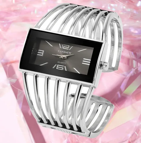 Vista 3 de Relojes de lujo para mujer, analógico de cuarzo, reloj de pulsera rectangular, reloj de pulsera de negocios, casual, de moda, para mujer