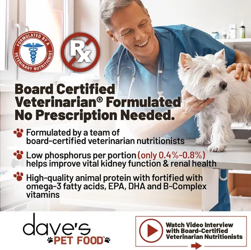 Vista 2 de Dave's Pet Food Soporte renal para perros con soporte renal (crumble de pollo y paté de atún), alimento renal húmedo para perros, bajo fósforo sin
