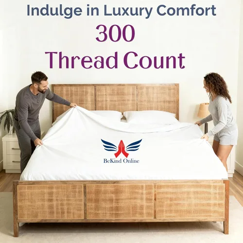 Vista 4 de Queen Percale Sheets Set – 100% Organic Long Staple Percal Cotton, 300 Thread Count, Oversized [60” x 80”] with 10” Deep Pockets, Soft, Crisp & Cool