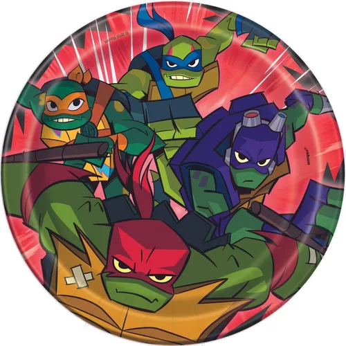 Vista 2 de Platos redondos de papel de postre - 7 pulgadas Tortugas Ninja Mutantes Adolescentes 8 piezas