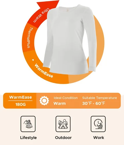 Vista 3 de INNERSY Ropa interior térmica para mujer, manga larga, capa base, camisas ligeras