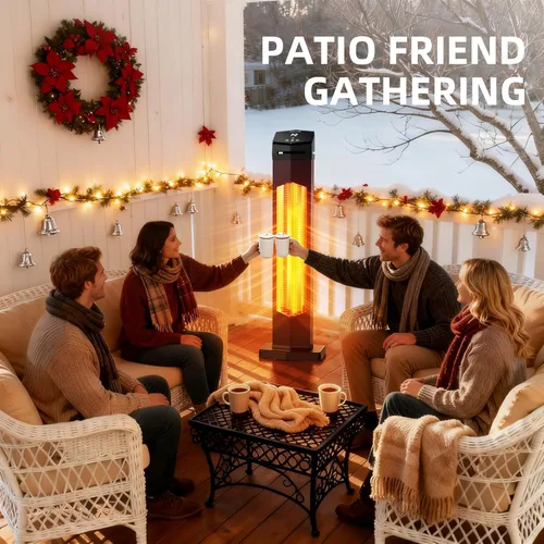 Vista 7 de Calentador eléctrico de patio de 1500 W, calentador infrarrojo de 36 pulgadas con control remoto, calentador de espacio de torre infrarrojo
