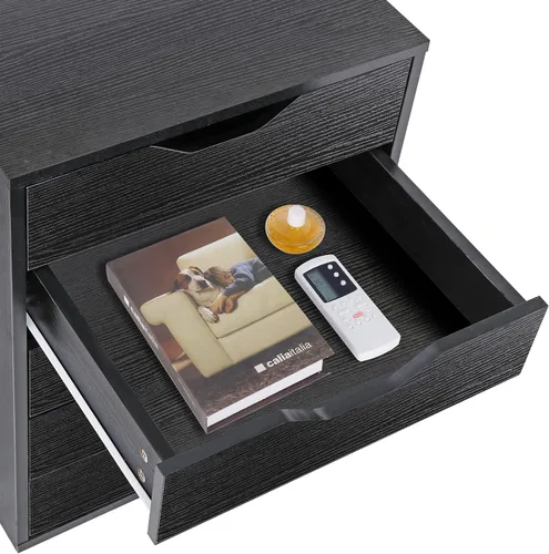 Vista 7 de ZENY Cómoda de 5 cajones, archivador móvil con ruedas, gabinete de almacenamiento para oficina en casa debajo del escritorio, cajones de Negro
