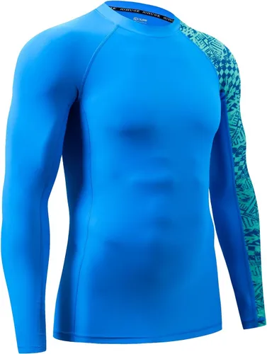 Vista 3 de HUGE SPORTS Camiseta de protección contra erupciones de manga larga para hombre UPF 50+ con protección UV, de secado rápido, con costuras