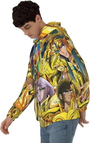Vista 3 de Saint Anime Seiya - Sudadera con capucha para hombre, manga larga, casual, con bolsillo