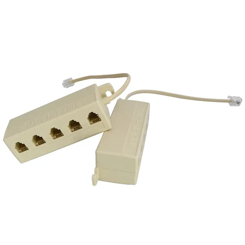 Vista 2 de Divisor de teléfono de cinco vías 2PCS RJ11 6P4C línea telefónica 1 macho a 5 hembra modular T adaptadores Jack