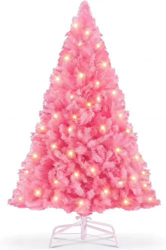Vista 28 de Árbol de Navidad flocado de nieve preiluminado de 4.5 pies con Flocado-multi