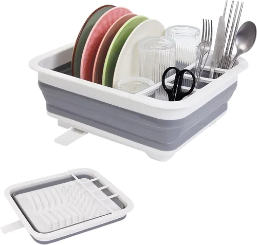Vista 8 de Goderewild Escurridor de Platos Plegable para Secar Platos - Diseño que Ahorra Espacio y Plegable con Componentes Extraíbles Versátiles