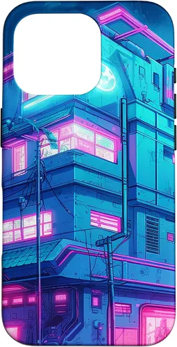 Vista 20 de Funda Vaporwave para iPhone 16 Cyberpunk House