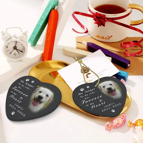 Vista 6 de Regalos conmemorativos personalizados para perros por pérdida de perro, adorno de corazón personalizado para mascotas, recuerdo conmemorativo
