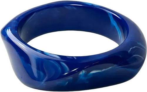 Vista 15 de Fuqimanman2020 Pulsera cuadrada irregular de resina acrílica retro colorida gruesa geométrica para mujer Verde