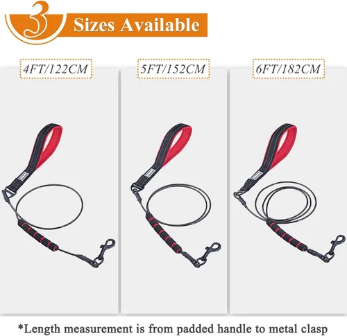 Vista 5 de VIVAGLORY Toughbite - Correa para perro a prueba de mordeduras, no masticable, con mango de tráfico y doble asa para entrenamiento y caminar, metal