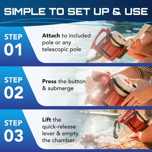 Vista 4 de POOL BLASTER Pulse - Aspiradora inalámbrica para piscina sobre el suelo, aspiradora sin manguera de ingeniería estadounidense con cámara de residuos