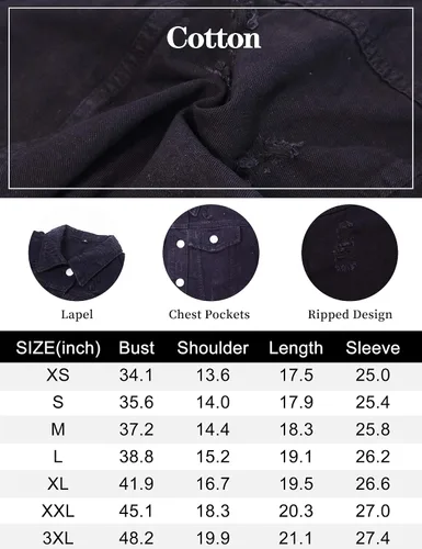 Vista 3 de Omoone Chaqueta de mezclilla de manga abombada rasgada para mujer