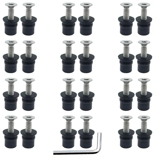 Vista 8 de 24 Pares de Tuercas de Neopreno M4, Tornillos Hexagonales de Acero Inoxidable M4 x 20mm, Kit de Tuercas para Kayak, Motocicleta, Accesorios