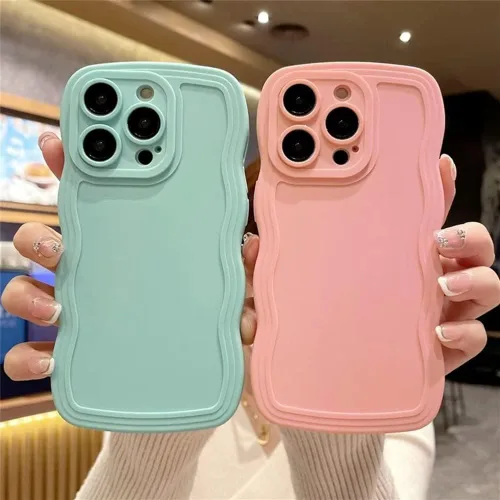 Vista 5 de Funda para iPhone 13 Mini, iPhone 13 Mini, forma de marco de onda rizada, a prueba de golpes, funda protectora de silicona suave para iPhone 13 Negro