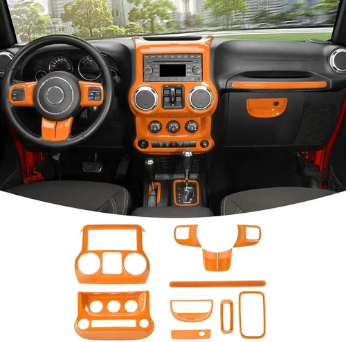 Vista 9 de RT-TCZ para Jeep JK Kit de Adornos Interiores Azul, Adorno de Panel de Tablero de Consola Central para Jeep Wrangler JK JKU 2011-2017 Accesorios