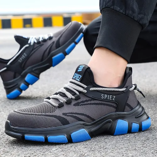 Vista 7 de SPIEZ Zapatos de seguridad unisex con punta de acero, tenis de trabajo a prueba de pinchazos para hombres y mujeres, cómodos zapatos de cojín