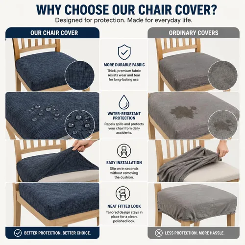 Vista 5 de NILUOH Juego de 2 fundas de asiento impermeables para sillas de comedor, de piel sintética, fundas de asiento para sillas de comedor, extraíbles
