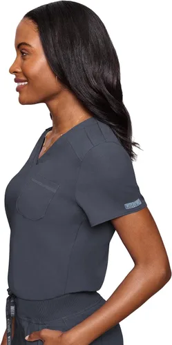 Vista 3 de Med Couture Touch - Camiseta médica con bolsillo en el pecho para mujer