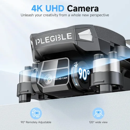Vista 7 de Drones con cámara para adultos 4K, dron con motor sin escobillas para niños principiantes, cuadricóptero RC plegable FPV con 3 baterías, 45 minutos