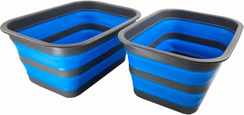 Vista 7 de SAMMART Tina plegable de 12 litros (3.17 galones), bandeja portátil de picnic al aire libre, lavabo de lavado portátil, bañera de plástico que Gris