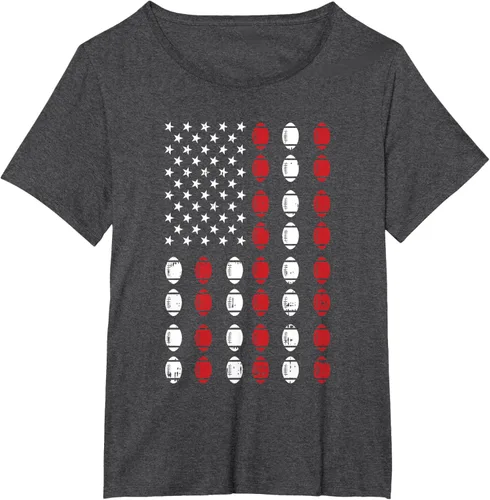 Vista 22 de Camiseta patriótica de jugador atleta del 4 de julio de fútbol americano, Negro