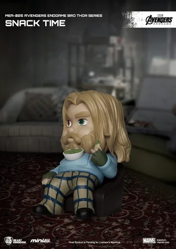 Vista 4 de Beast Kingdom Avengers: Endgame: Bro Thor Snack Time MEA-025 Mini figura de ataque de huevo, multicolor