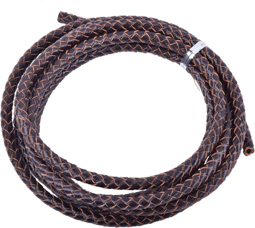 Vista 28 de 2 yardas 8.0mm Cordón redondo de cuero trenzado auténtico marrón antiguo para corbata de bolo