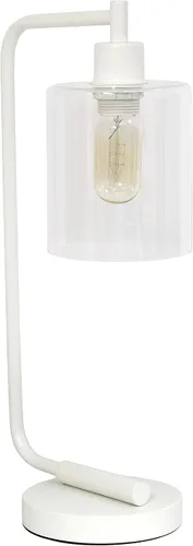 Vista 10 de Simple Designs LD1036-CHR Bronson Lámpara de Mesa de Linterna de Hierro Industrial Estilo Antiguo para Escritorio y Mesita de Noche con Pantalla
