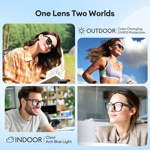 Vista 8 de PAXA Gafas de audio inteligentes con tintado automático S7Ultra con soporte
