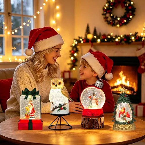 Vista 8 de Globo iluminado con purpurina para adornos de árbol de Navidad o decoración Ornamento de muñeco