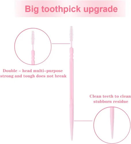 Vista 4 de FOMIYES Palillos de dientes de doble cabeza, 1060 palillos de dientes desechables para limpieza de dientes, palillos de hilo dental suave, palillos