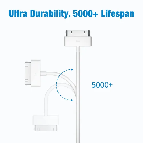 Vista 5 de sarmert Cable de carga USB de 30 pines certificado por Apple, cable de carga USB de 4.0 pies compatible con iPhone 4 4S 3G 3GS iPad 1 2 3 iPod Touch