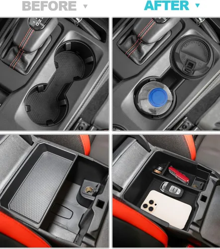 Vista 3 de CDEFG Organizador de consola central para Ford Ranger 2026 2026 (Raptor/Lariat/XLT/XL) Accesorios Bandeja de consola central reposabrazos caja