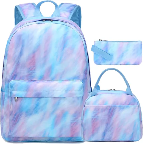 Vista 8 de Jumpopack Mochila escolar para adolescentes y niñas, mochila con lonchera, mochilas para niños para escuela primaria, bolsa de libros (azul mármol)