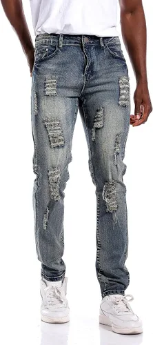 Vista 4 de MICKASON jeans rasgados y entallados para hombre