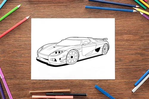 Vista 7 de Dream Cars Coloring Book A Collection of 40+ Cool Sports Cars, Supercars, and Classic Cars Relaxation Coloring Pages for Kids, Adults, Boys, and