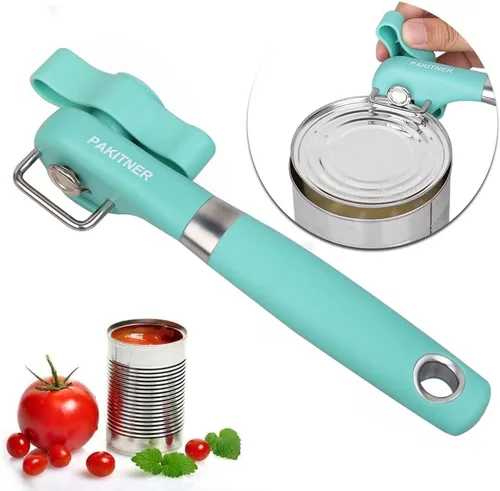 Vista 10 de PAKITNER - Abrelatas de corte seguro, abrelatas de borde liso - Perilla de mano de fácil giro, abrelatas manual, borde liso ergonómico, herramienta