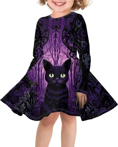 Vista 3 de Upetstory Vestidos casuales para niñas, vestidos de juego para niños, vestido de patinadora con vuelo