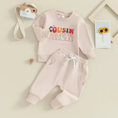 Vista 6 de Lamuusaa Ropa de bebé recién nacido, sudadera con cuello redondo y cuello redondo, 2 piezas, ropa de invierno 0-3T