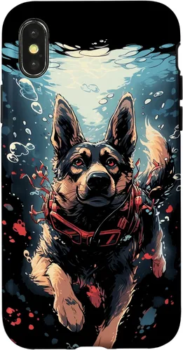 Vista 21 de iPhone 16 German Shepherd Dog Diving Swimming Underwater Case