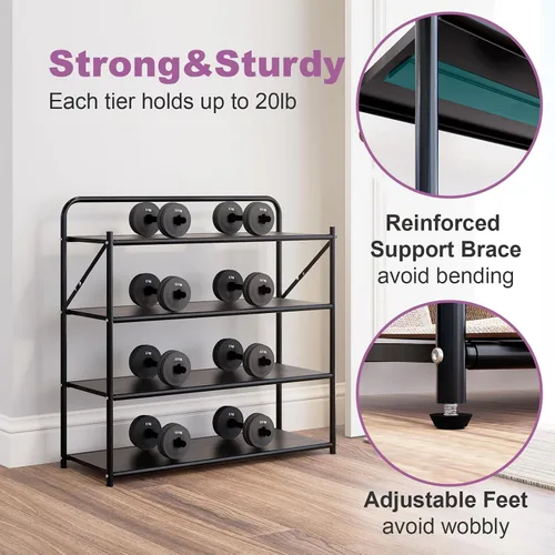 Vista 7 de Zapatero plegable de 4 niveles sin montaje, organizador de zapatos plegable sin instalación, estantes portátiles de metal sólido para armario
