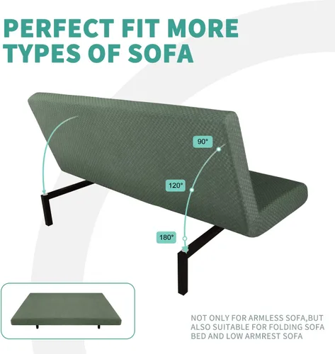 Vista 4 de YEMYHOM Funda para Futón Diseño Jacquard Más Reciente de Alta Elasticidad para Sofá Cama sin Brazos, Protector de Muebles Antideslizante con Parte