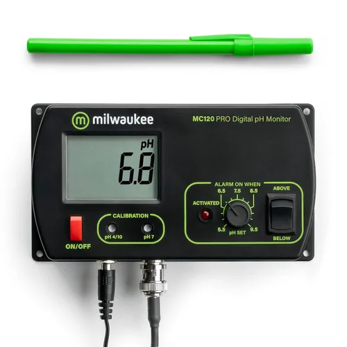 Vista 6 de Milwaukee Monitor de pH MC110 con kit de montaje, pH 0.0 a 14.0, precisión de pH +/-0.2, punto de ajuste de pH de 3.5 a 7.5